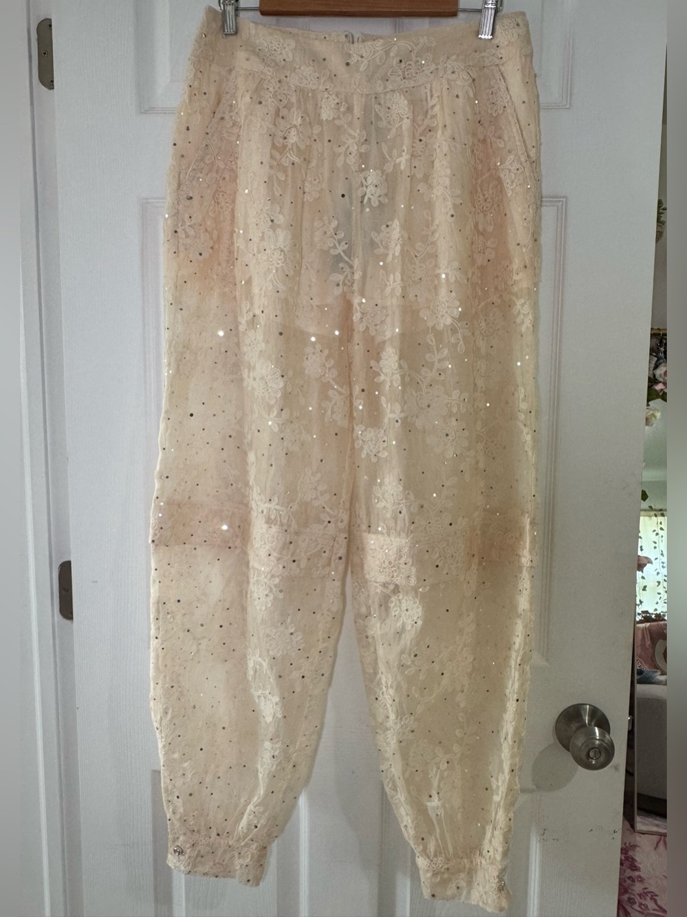 Boho Embroidered Sparkly Pants